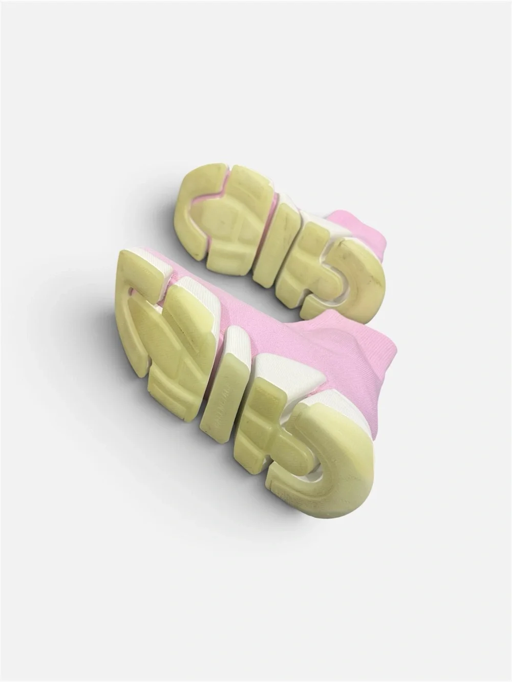Balenciaga Pink Sock-Style Runner Sneakers with White Accents
